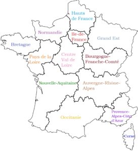 map with regions of france