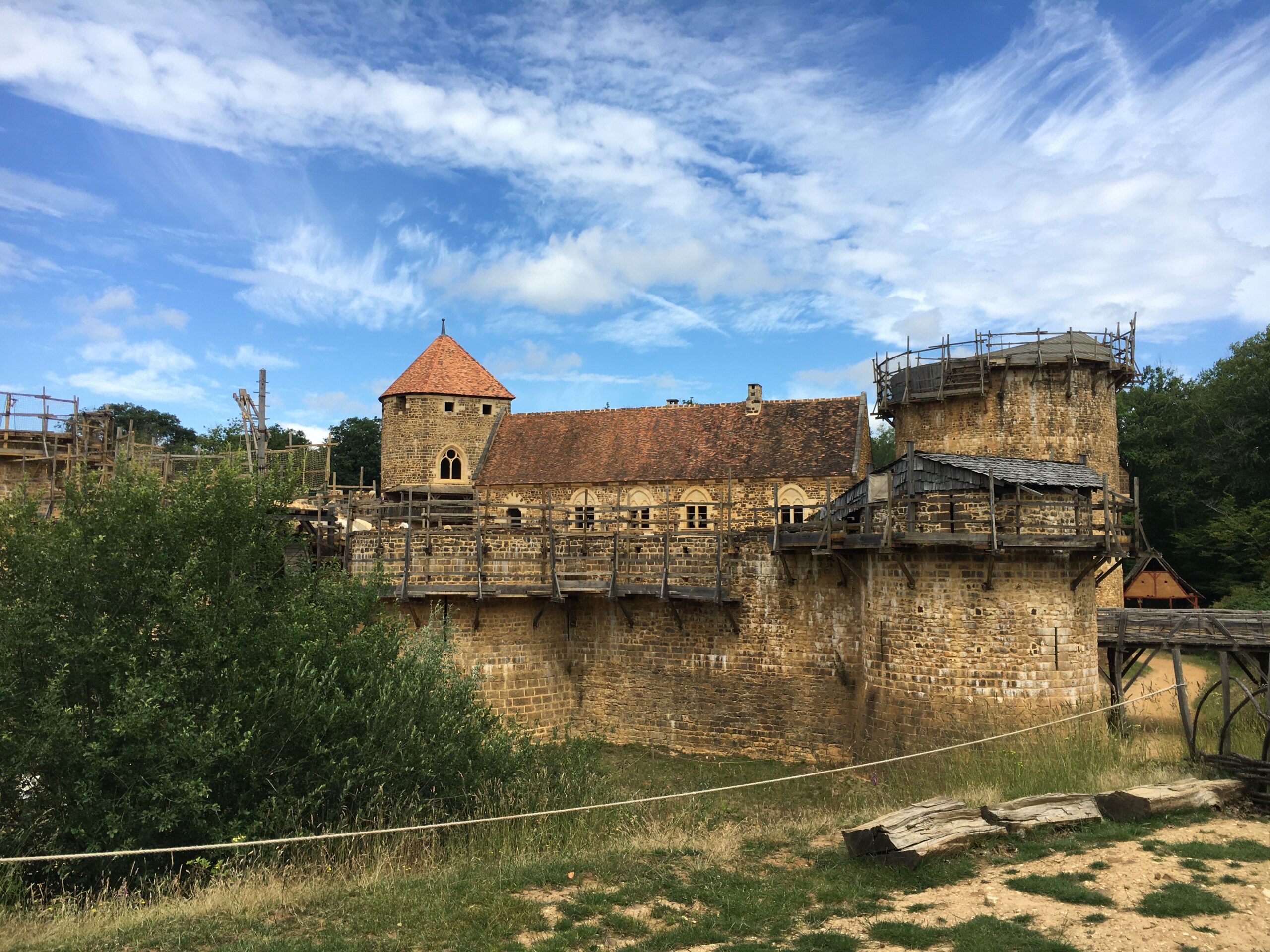 photograph of modern construction of a medieval castle in france