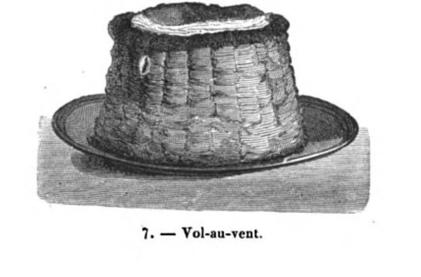 Illustration of vol-au-vent, French pastry, 1873