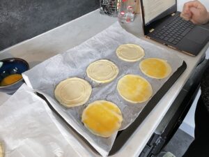 puff pastry sheets cut into circles and placed on cooking sheet